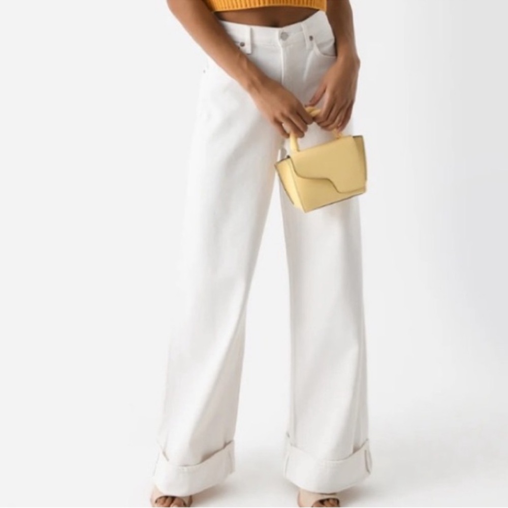 Agolde DAME jeans high rise denim wide leg 31 organic cotton NEW white cuffed